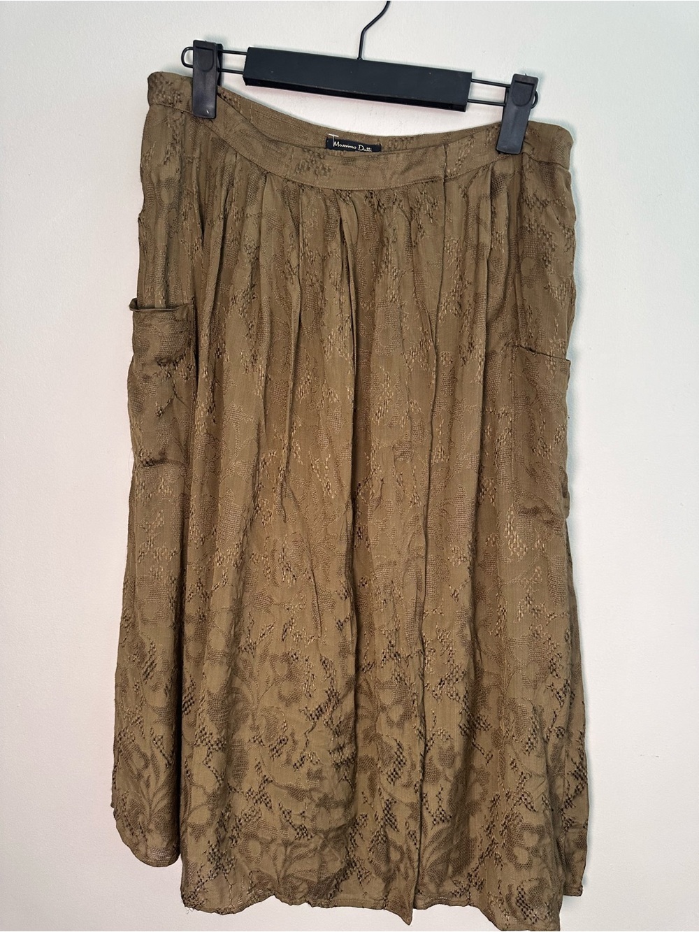 Massimo Dutti Embroidered Jacquard Wrap Midi Skirt M Boho Lagenlook Pockets - Picture 2 of 10
